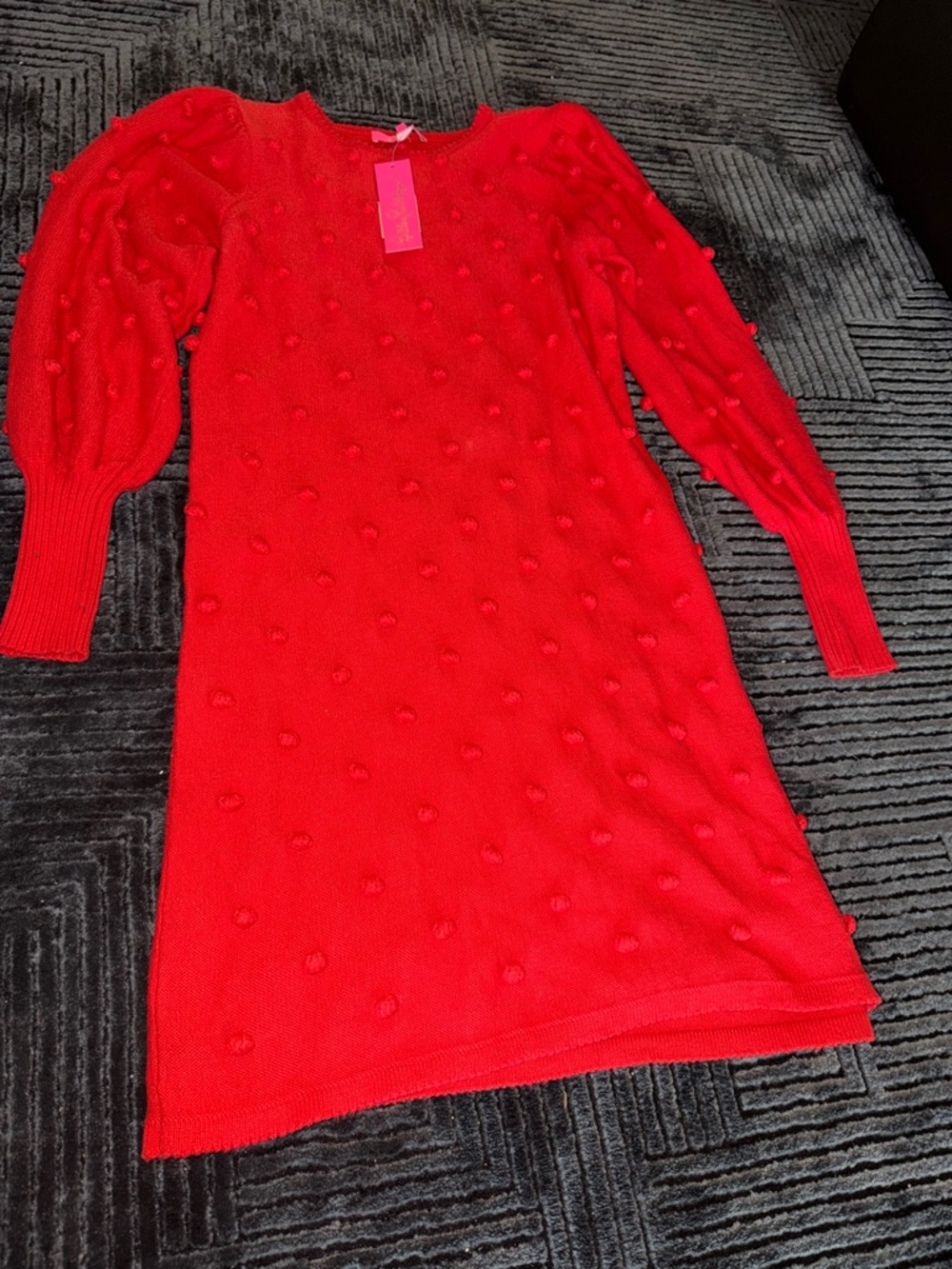 Lilly Pulitzer Red Pom-Pom Knit Crewneck Dress